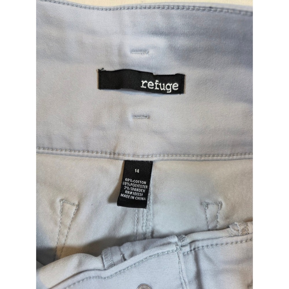 Refuge Women 14 Light Blue Skinny High Rise 3-Button Stretch Pants Cotton Blend - Picture 8 of 10